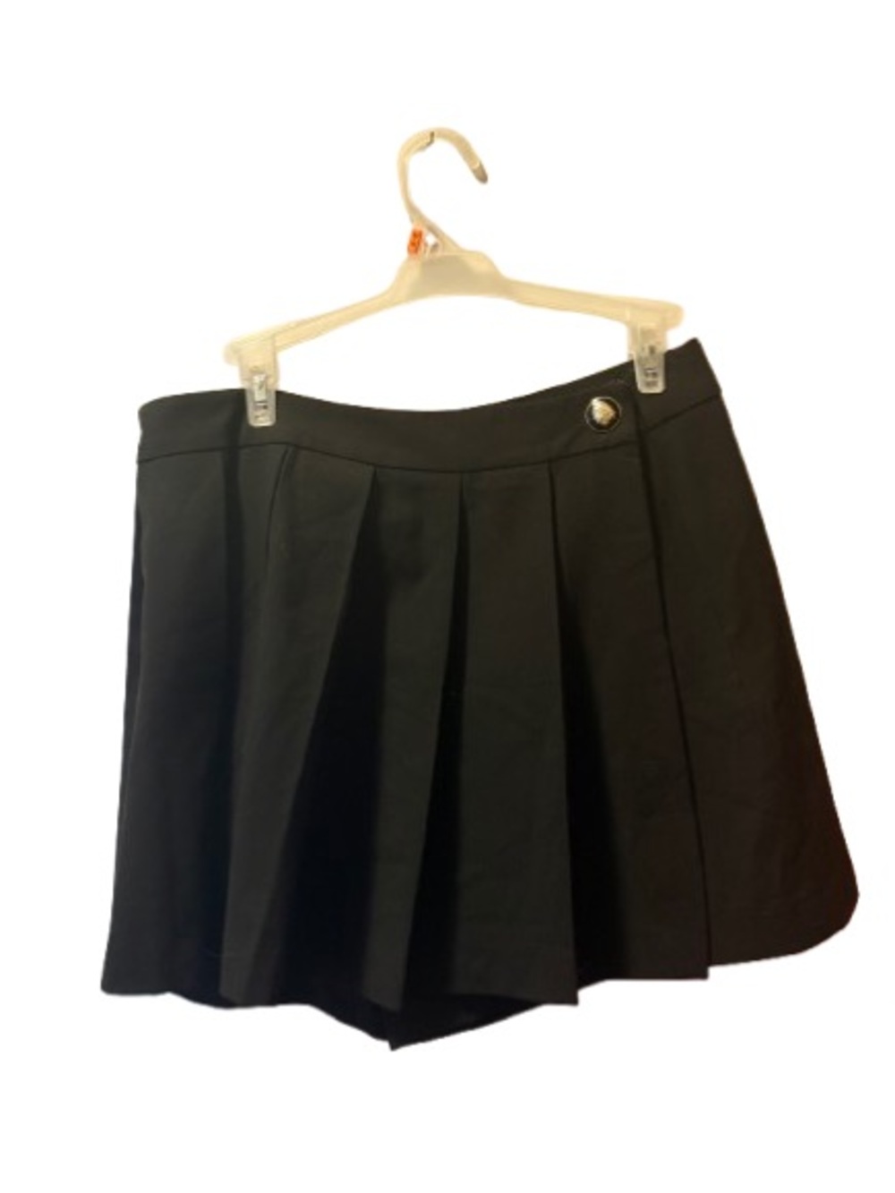 ZARA Black Pleated Mini Skirt • Gold Button Detail • Size M